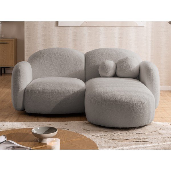 Divano angolare grigio (con penisola a destra/con chaise lounge) con rivestimento in bouclé Orbit – Ropez-image-1