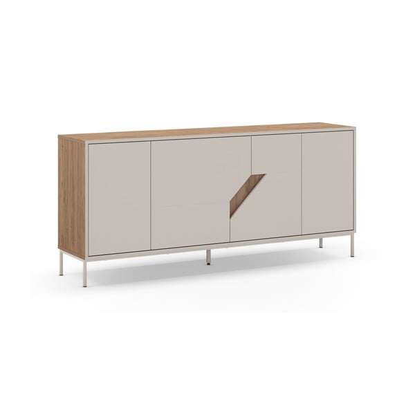 Cassettiera effetto rovere in colore crema-naturale 180x80x40 cm Lilou - Marckeric-image-2