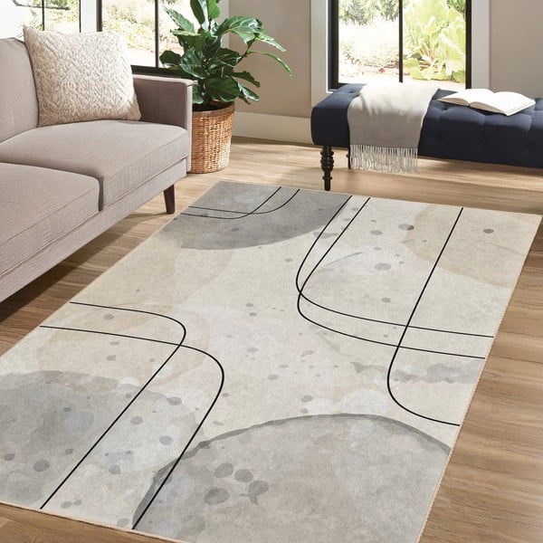 Tappeto grigio/color crema lavabile 120x180 cm Simple Lines – Mila Home-image-1