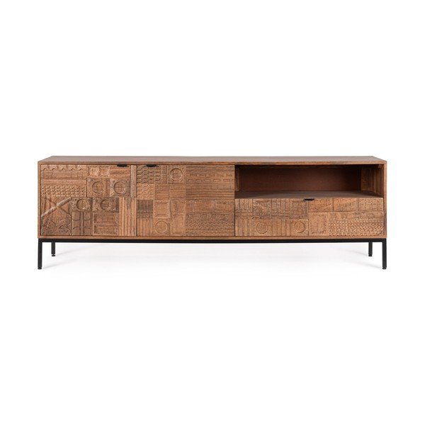 Mobile TV di colore naturale in mango massiccio 180x55x42 cm Kindia – Bizzotto