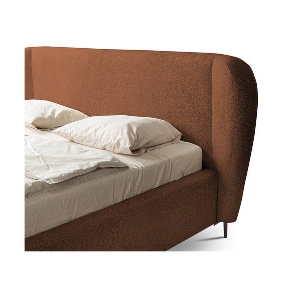 Letto matrimoniale imbottito color terracotta con rete inclusa 160x200 cm Makana – Makamii-image-4