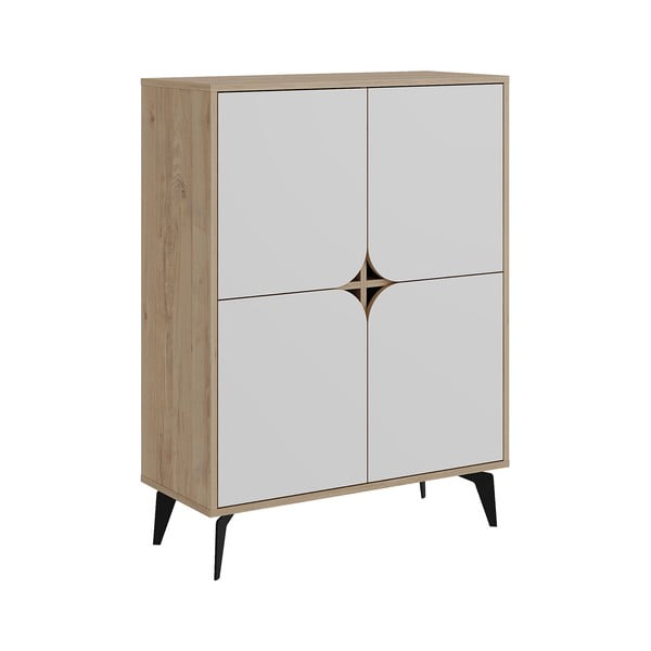 Mobile in rovere decorato in bianco e naturale 90x120 cm Nola - Marckeric-image-2