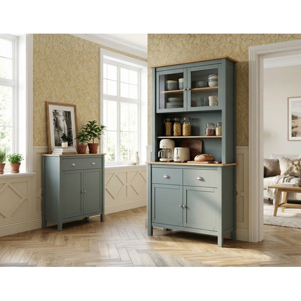 Credenza verde polveroso in pino massiccio 90x180,5x40 cm Misti – Marckeric-image-1
