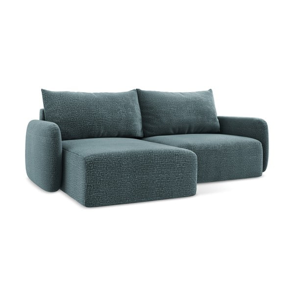 Divano angolare turchese allungabile/con contenitore (con penisola a sinistra) Kalena – Makamii-image-1