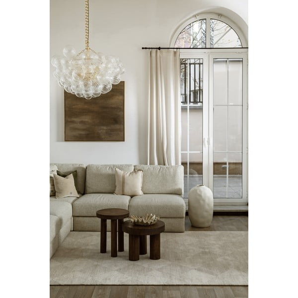 Tappeto beige in lana 133x190 cm Agnus Checkered – Agnella-image-1