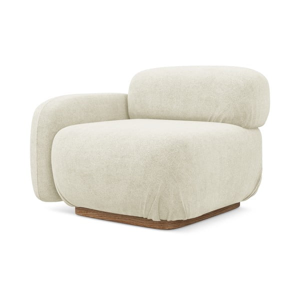 Parte divano componibile color crema (con penisola a sinistra) con rivestimento in bouclé Ailani – Makamii-image-2