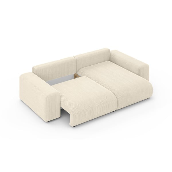 Divano angolare color crema allungabile/con contenitore (con composizione variabile) con rivestimento in velluto a coste Luma – Ropez-image-4
