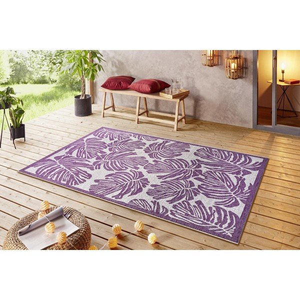 Tappeto da esterno viola e beige , 140 x 200 cm Monstera - NORTHRUGS-image-1