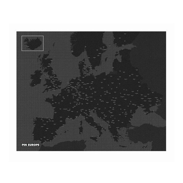 Carta murale nera dell'Europa Pin World, 100 x 80 cm Pin Europe - Palomar-image-1