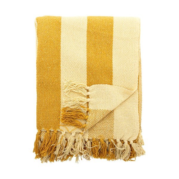 Coperta gialla in cotone riciclato 130x160 cm Frello – Bloomingville