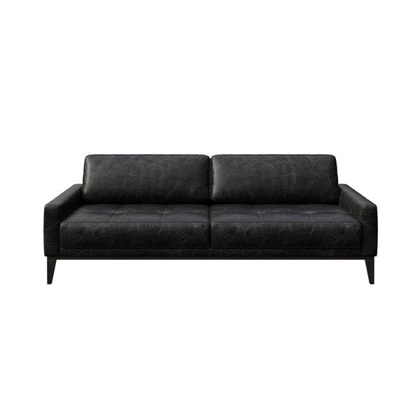 Divano in pelle nera Musso Tufted, 210 cm - MESONICA