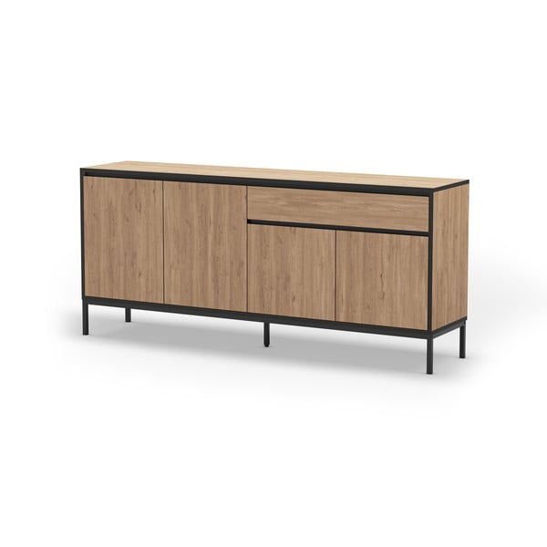 Cassettiera bassa in rovere decorato in colore naturale 180x80 cm Lorenza - Marckeric-image-2