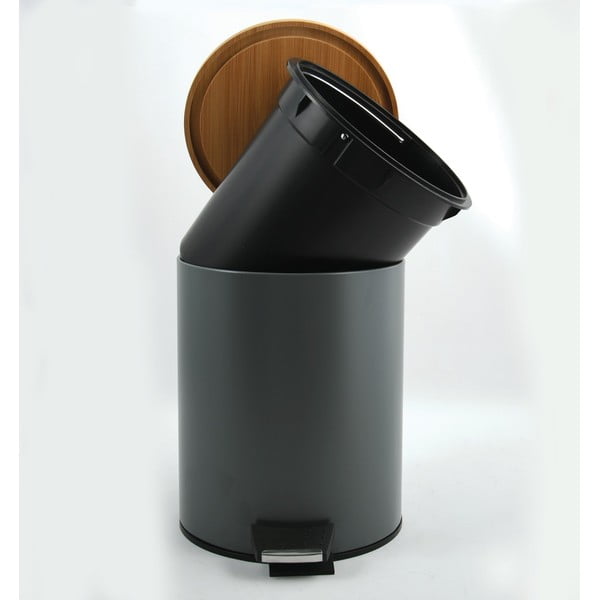 Cestino per la spazzatura grigio scuro in acciaio con pedale 3 l   Adonis – Spirella-image-2