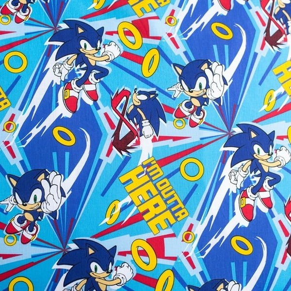 Set copripiumino e federa da bambini blu in cotone per letto singolo 140x200 cm Sonic "Let´s go" – Jerry Fabrics-image-4