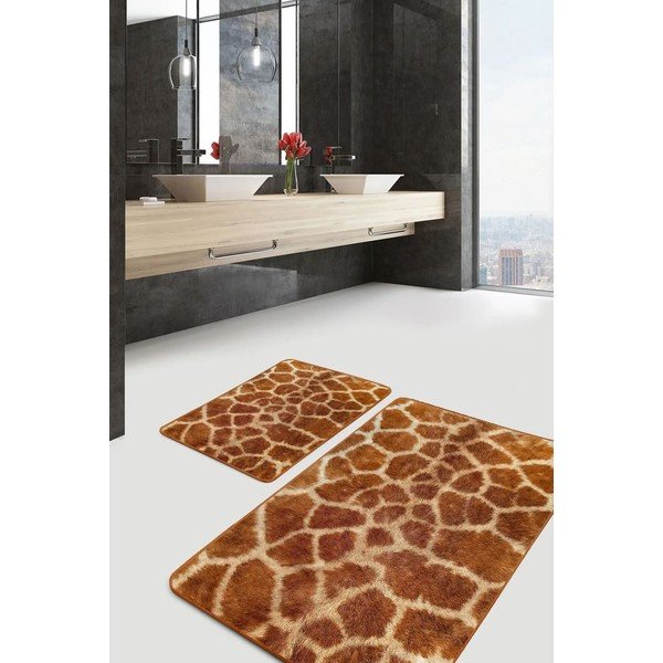 Set di tappetini per il bagno marroni in velluto 2 pz 60x100 cm – Mila Home-image-2