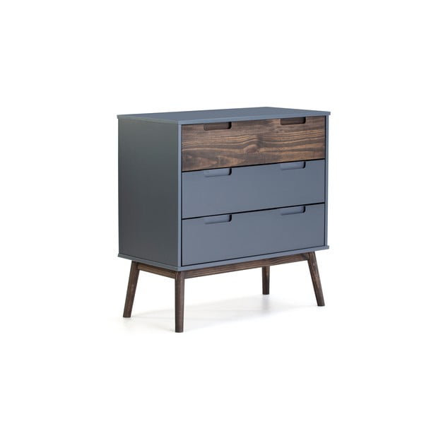 Cassettiera alta in pino antracite/marrone scuro 80x82 cm Nussa - Marckeric-image-2