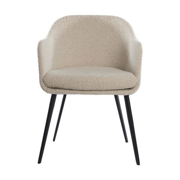 Sedia da pranzo color crema in imbottito con braccioli Leone – Light & Living-image-1