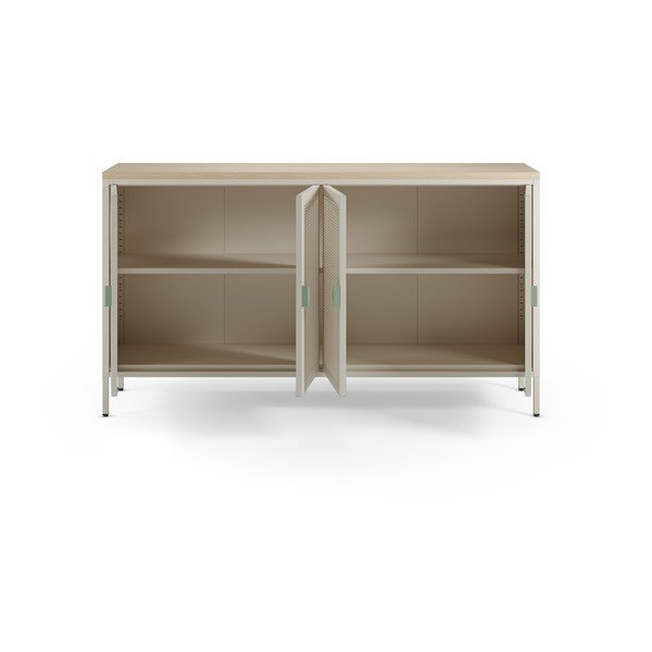 Armadietto color crema/di colore naturale in metallo 160x90x40 cm Sayla – Marckeric-image-2