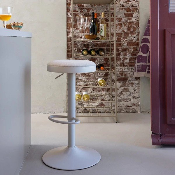 Sedia da bar beige imbottito con altezza regolabile Mevo – WOOOD-image-2