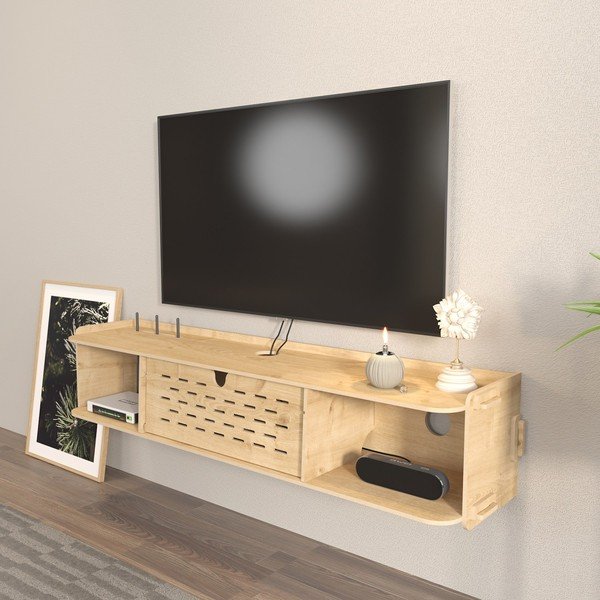 Tavolo TV in rovere naturale 116,5x19,5 cm Sima - Kalune Design-image-4