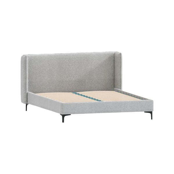 Letto matrimoniale imbottito grigio con griglia 140x200 cm Basti - Ropez