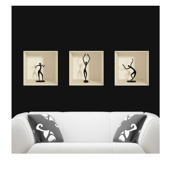 Set di 3 adesivi con figure danzanti effetto 3D - Ambiance
