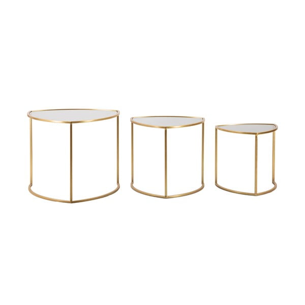 Tavolini rotondi in set di 3 con piano in vetro in oro ø 60 cm Triangle - Mauro Ferretti