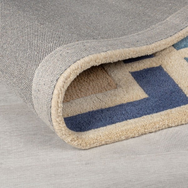 Tappeto in lana blu-arancio tessuto a mano 120x170 cm Retro Blocks - Flair Rugs-image-2