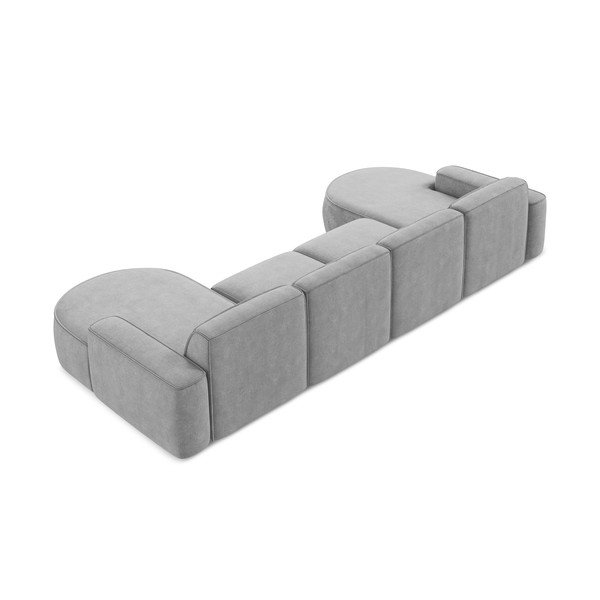 Divano angolare grigio chiaro (a U) con rivestimento in ciniglia Omao – Makamii-image-3