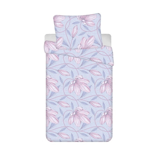 Biancheria da letto in cotone azzurro-rosa 4 pezzi per letto singolo 140x200 cm Orona - Jerry Fabrics
