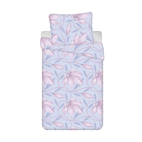 Lenzuola in crêpe azzurro e rosa per letto singolo 140x200 cm Orona - Jerry Fabrics