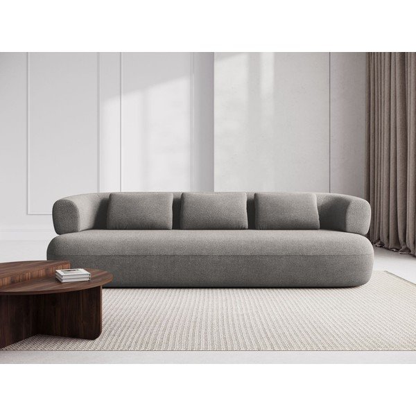 Divano grigio chiaro con rivestimento in bouclé 200 cm Jenny – Micadoni -image-1