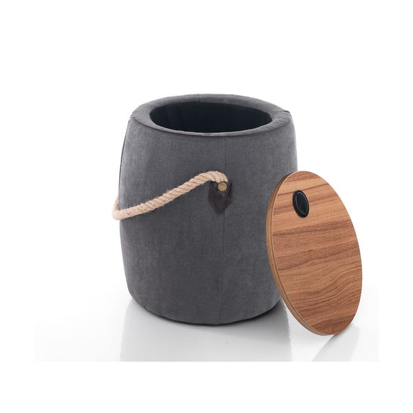Pouf grigio con vano portaoggetti Barril - Tomasucci-image-2