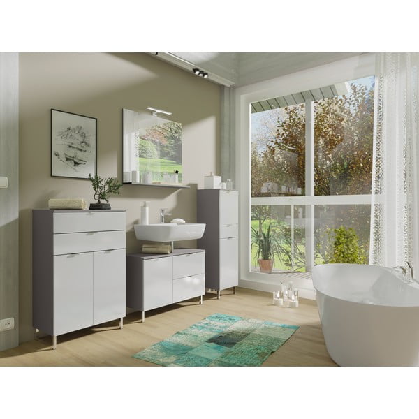 Mobile bagno alto bianco e grigio 34x120 cm Mauresa - Germania-image-4