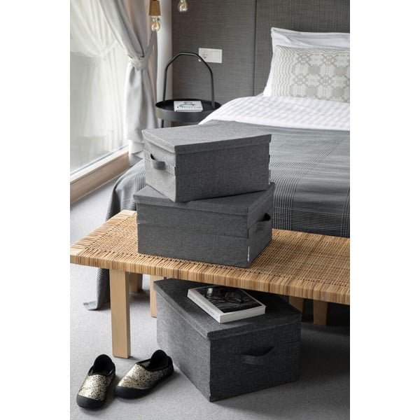 Scatola con coperchio grigia in tessuto 35x26x19 cm Soft Storage – Bigso-image-4