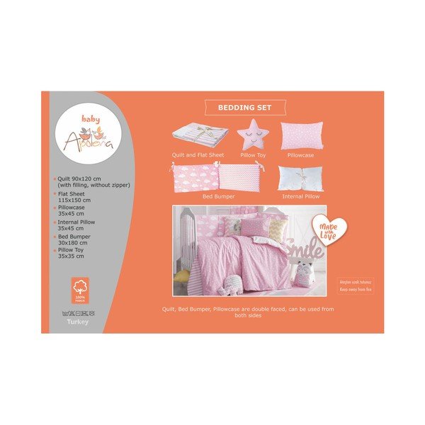 Biancheria da letto per neonati in cotone rosa con lenzuolo per letto singolo Mike & Co. NEW YORK Carino, 90 x 120 cm - Mike & Co. NEW YORK-image-3