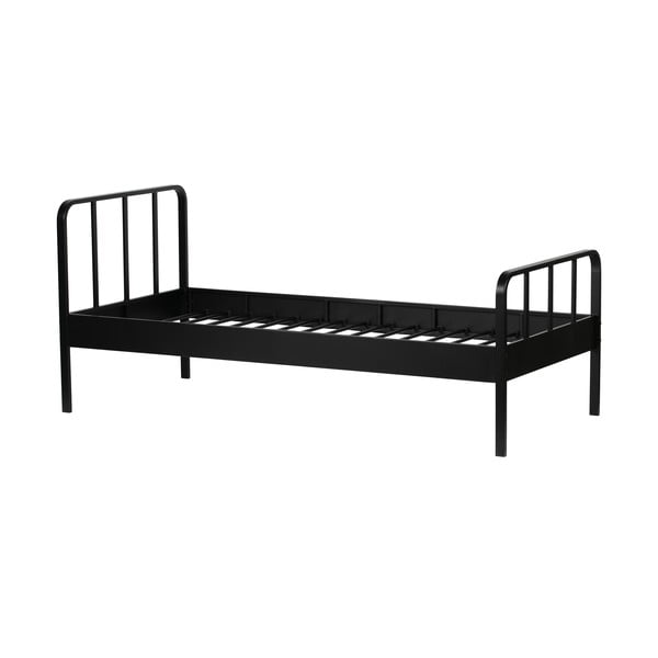 Letto singolo in metallo nero con griglia 90x200 cm Mees - WOOOD