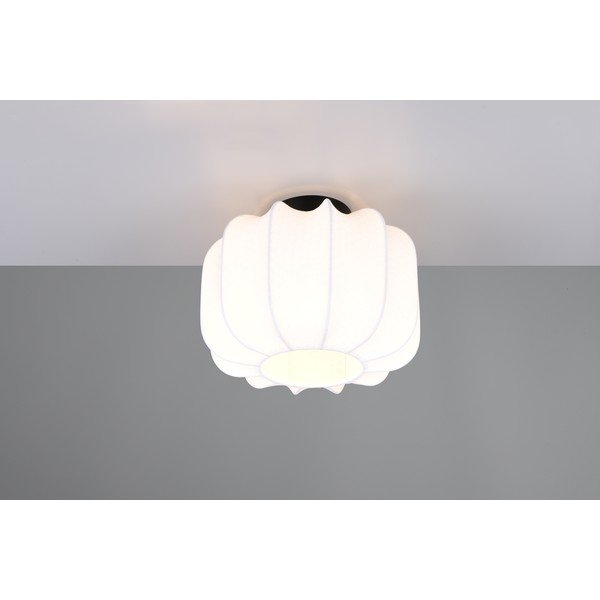 Plafoniera bianca in metallo con paralume in tessuto ø 25 cm Madleine – Reality-image-1