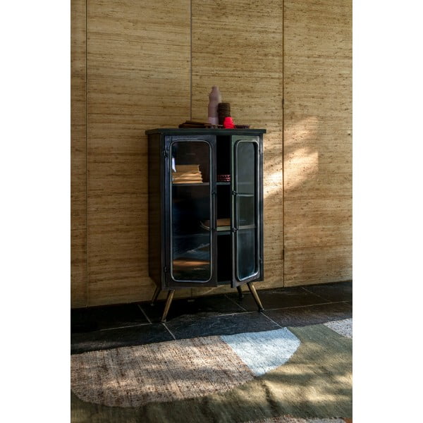 Vetrina nera in metallo 60x100x35 cm Denza – Dutchbone-image-3