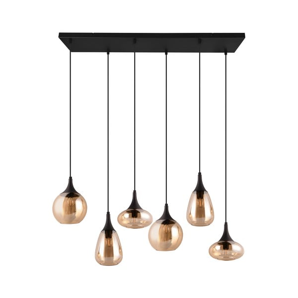 Lampada a sospensione nero-arancio con paralume in vetro Lumina - Trio-image-4