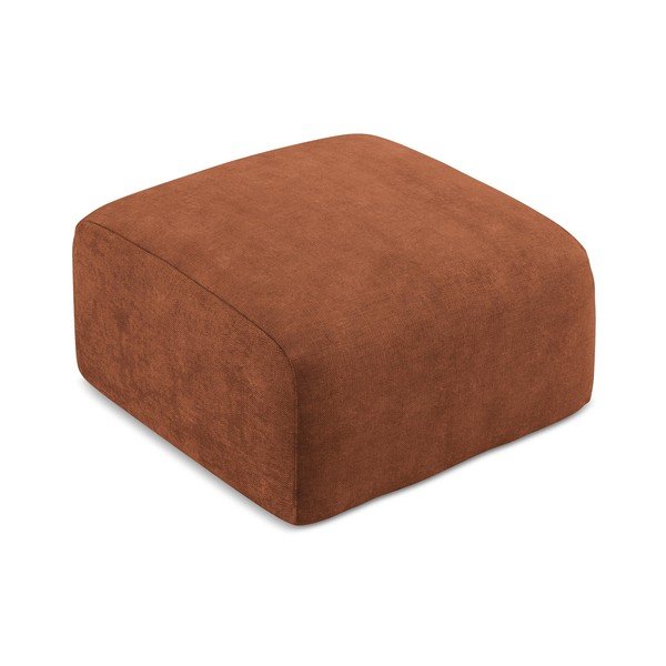 Poggiapiedi color terracotta con rivestimento in ciniglia Leila – Makamii-image-2