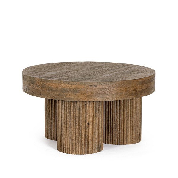 Tavolino da salotto rotondo colore naturale scuro in mango massiccio ø 75 cm Dacca – Bizzotto