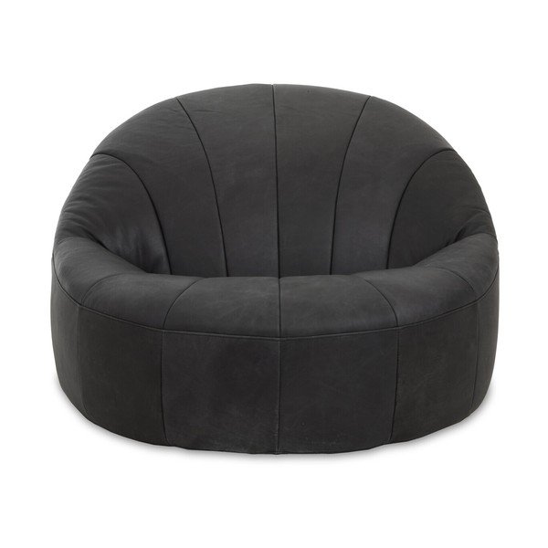 Poltrona nera con rivestimento in pelle Hoxton – Premier Housewares-image-2