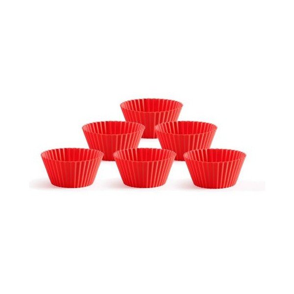 Sada 6 silikonových forem na muffiny Lékué, červená