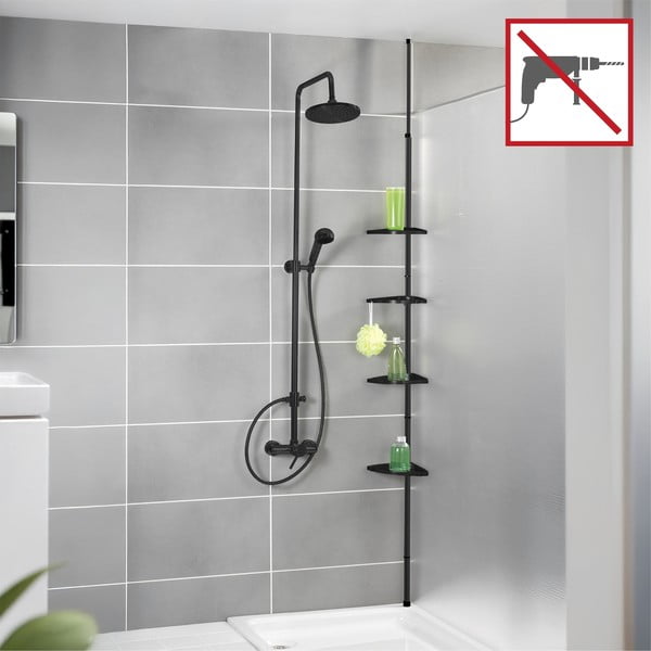 Mensola da bagno telescopica/ad angolo nera in plastica Compact – Wenko-image-4