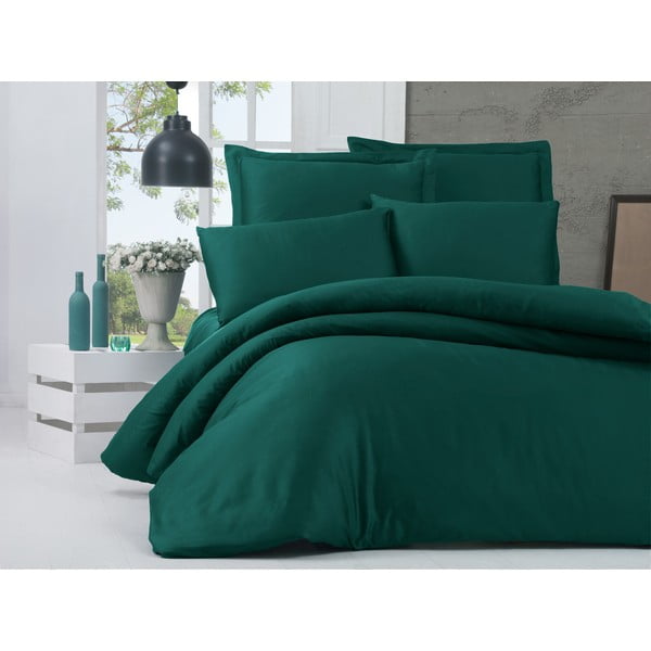 Biancheria da letto in cotone sateen verde scuro per letto singolo , 140 x 200 cm Alisa - Mijolnir