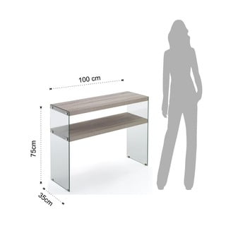 Consolle con piano in rovere decorato in colore naturale 35x100 cm Nancy - Tomasucci