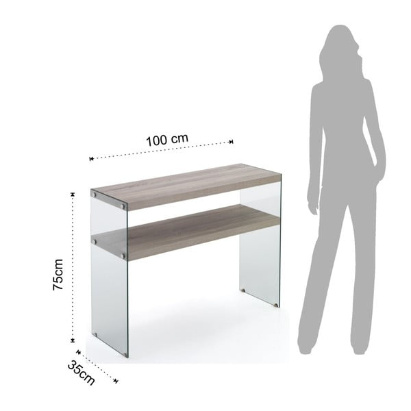 Consolle con piano in rovere decorato in colore naturale 35x100 cm Nancy - Tomasucci-image-1