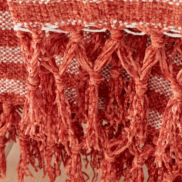 Coperta di velluto rosso-arancio 130x170 cm Stripe Chenille - Catherine Lansfield-image-1
