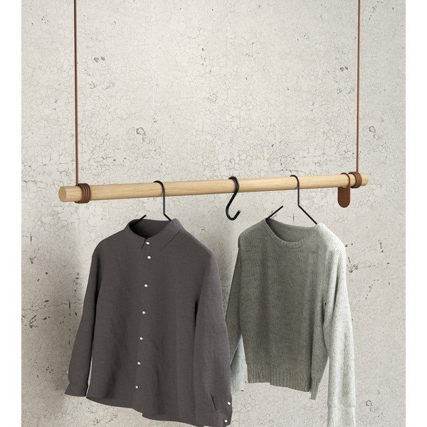 Attaccapanni da parete di colore naturale in rovere massiccio 110 cm Swing L – LIND DNA-image-1